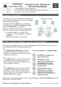 Fiabilité, durabilité, efficacité, réparabilité
